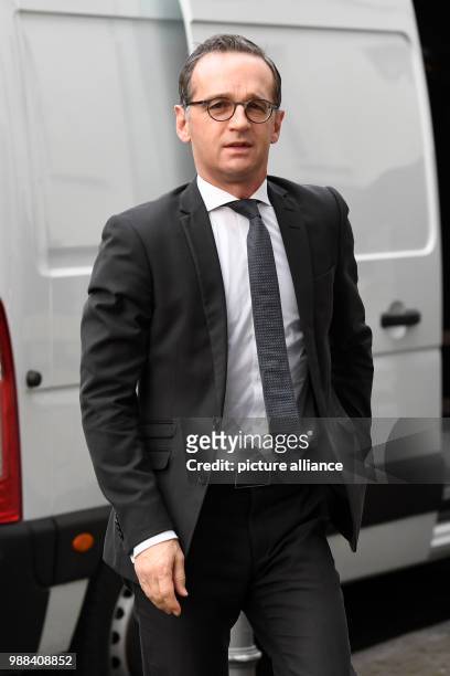 German Minister of Justice Heiko Maas arrives at a meeting of the SPD executive committee in order to analyze and discuss the meeting of the party...