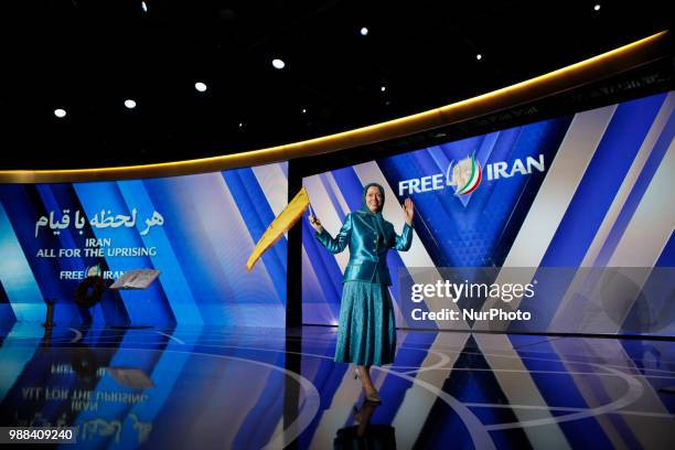 Iran's opposition leader Maryam Rajavi . Annual gathering of Free Iran-Alternative 100 ASHRAF at the Villepinte exhibition North of Paris, France,...