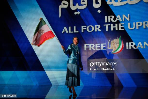 Iran's opposition leader Maryam Rajavi . Annual gathering of Free Iran-Alternative 100 ASHRAF at the Villepinte exhibition North of Paris, France,...