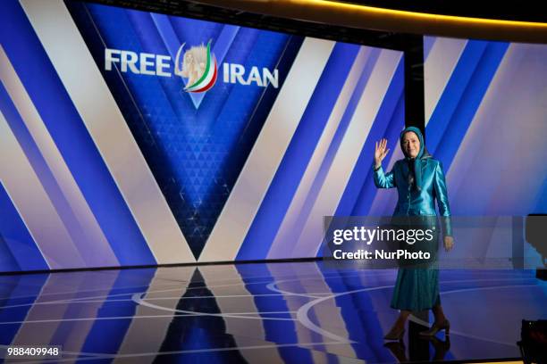 Iran's opposition leader Maryam Rajavi . Annual gathering of Free Iran-Alternative 100 ASHRAF at the Villepinte exhibition North of Paris, France,...