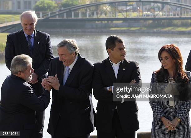 Brazilian President Luiz Inacio Lula da Silva of Brazil, UNASUR general secretary, Argentine Nestor Kirchner, and Presidents Rafael Correa of Ecuador...