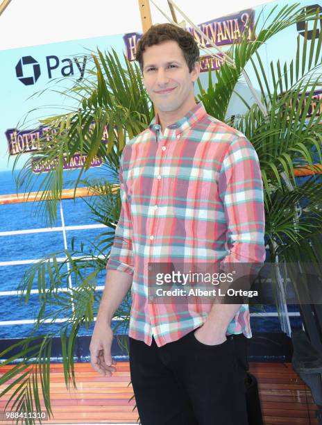 Actor Andy Samberg arrives for Columbia Pictures And Sony Pictures Animation's World Premiere Of "Hotel Transylvania 3: Summer Vacation" held at...