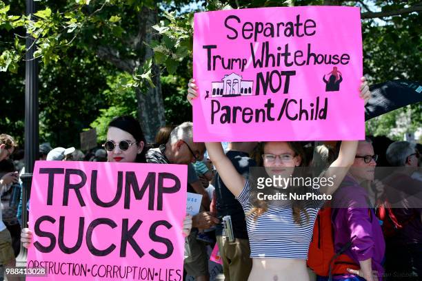 Thousands participate in a rally to protest the Trump's administration immigration policies, in Philadelphia, PA, on June 30, 2018. Similar events...