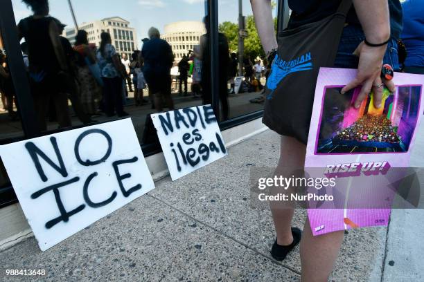 Group of protestors rallies at a local Dept of Homeland Security Immigration Field Office, in Philadelphia, PA, on June 30, 2018. Thousands...