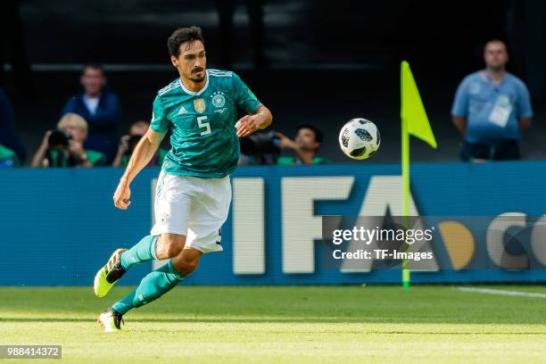 Mats Hummels of Germany controls the ball during the 2018 FIFA World Cup Russia group F match between Korea Republic and Germany at Kazan Arena on...