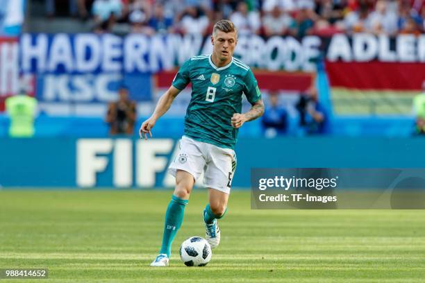 Toni Kroos of Germany controls the ball during the 2018 FIFA World Cup Russia group F match between Korea Republic and Germany at Kazan Arena on June...