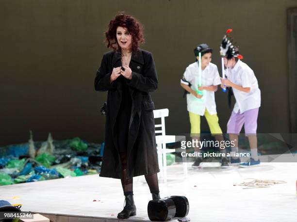 The opera singer Cornelia Ptassek rehearses the opera Medea in the Opera House in Stuttgart, Germany, 28 November 2017. The opera production of Peter...