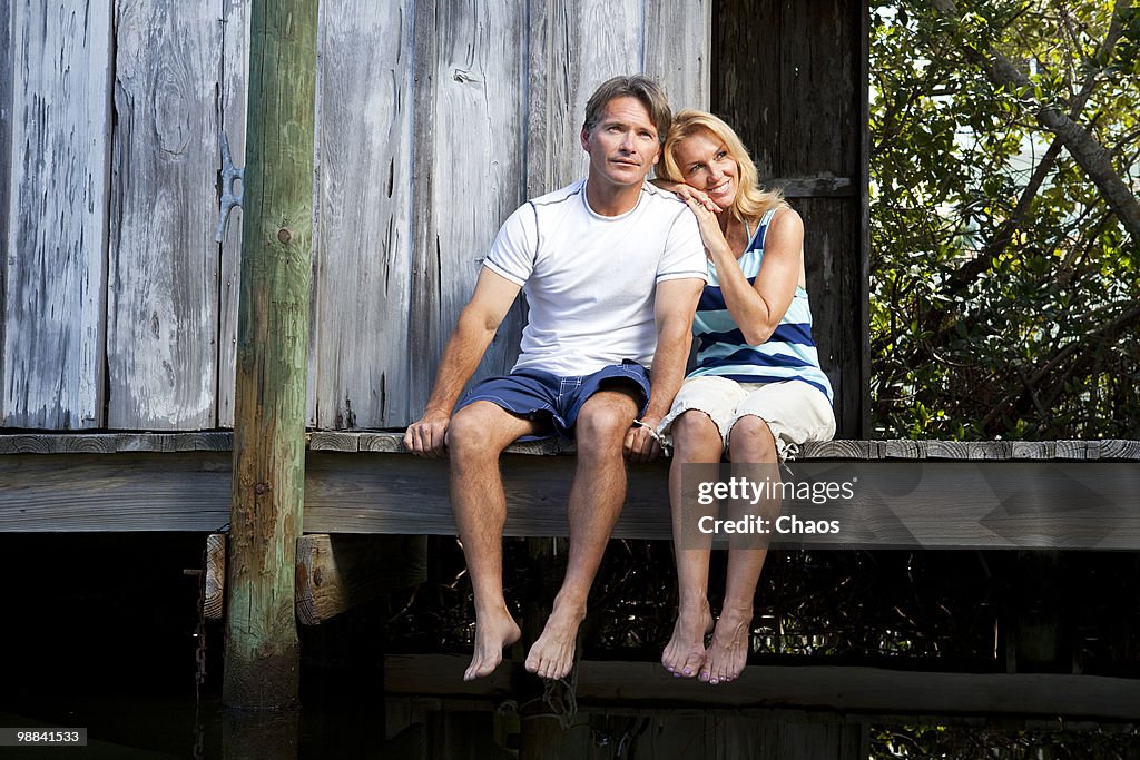 Couple enjoying the scenery on a dock