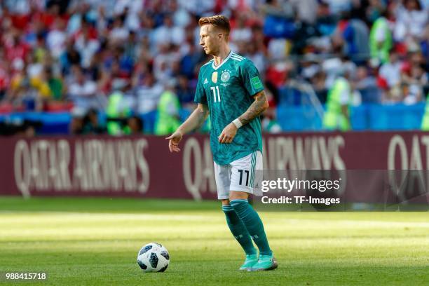 Marco Reus of Germany controls the ball during the 2018 FIFA World Cup Russia group F match between Korea Republic and Germany at Kazan Arena on June...