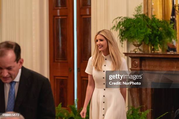 Ivanka Trump, daughter and assistant to U.S. President Donald Trump, attends his event celebrating the Republican tax cut plan in the East Room of...