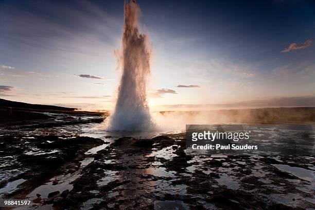 strokkur geysir, iceland - geyser stock pictures, royalty-free photos & images