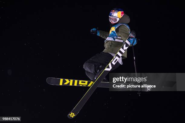 Oystein Braaten of Norway in action in the men's finals of the Big Air Freestyle Skiing World Cup at the SparkassenPark venue in Moenchengladbach,...