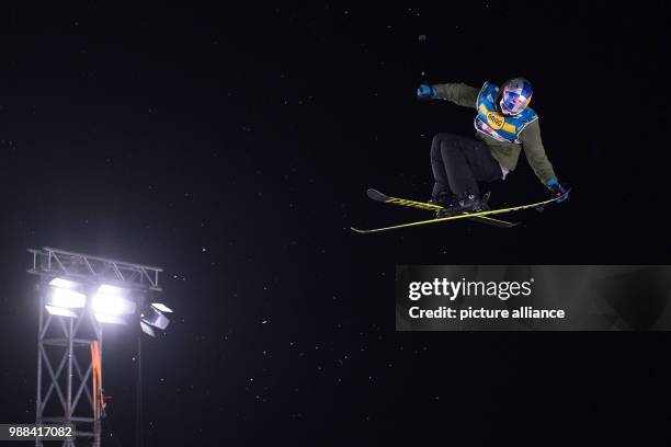 Oystein Braaten of Norway in action in the men's finals of the Big Air Freestyle Skiing World Cup at the SparkassenPark venue in Moenchengladbach,...