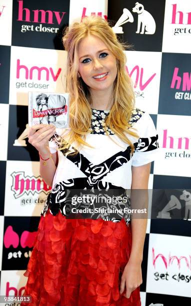 Diana Vickers poses before signing her new album 'Songs From The Tainted Cherry Tree' for fans instore at HMV on May 4, 2010 in Leeds, England.