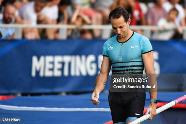 Renaud Lavillenie of France looks dejected during the Pole Vault of the Meeting of Paris on June 30, 2018 in Paris, France.