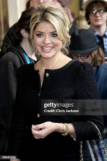 Presenter Holly Willoughby arrives at the Sweet Charity press night at the Theatre Royal on May 4, 2010 in London, England.