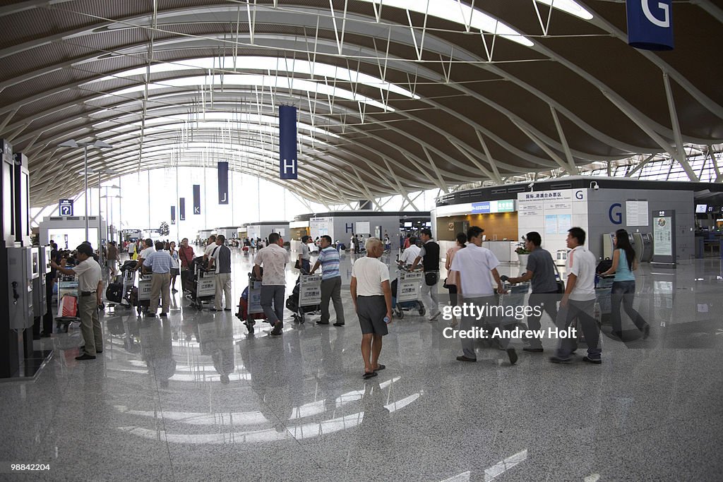 Interior atrium of Pudong Airport Shanghai, China