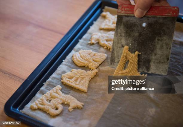 Speculoos cookies being prepared in the LVR Freilichtmuseum Kommern in Mechernich, Germany, 02 December 2017. The museum held its "Advent for all...