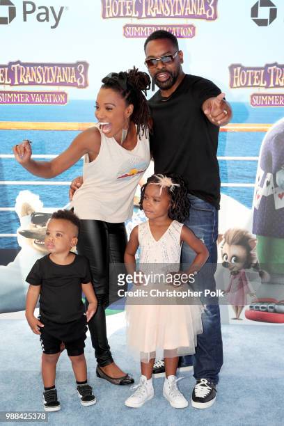 Daren O.C. Dukes, Shanola Hampton, Cai MyAnna Dukes, and Daren Dukes attend the Columbia Pictures and Sony Pictures Animation's world premiere of...