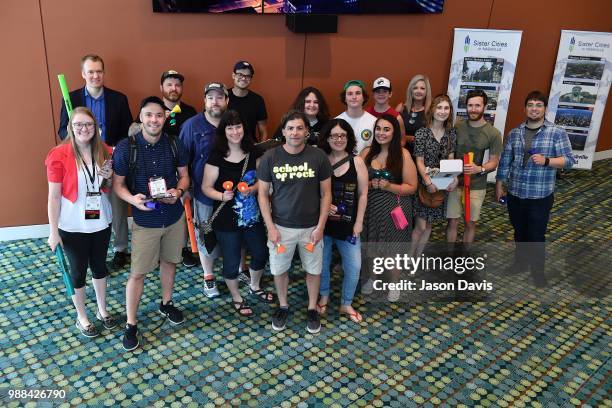 The Make Music Day Parade of Bell Ringers perform walking through the crowd of attendees during The Make Music Experience at Summer NAMM on June 30,...