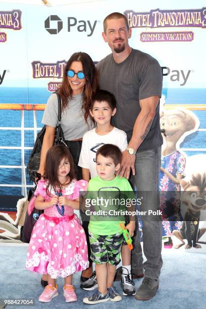 Sarah Shahi , Steve Howey , Violet Moon Howey, William Wolf Howey, and Knox Blue Howey attend the Columbia Pictures and Sony Pictures Animation's...