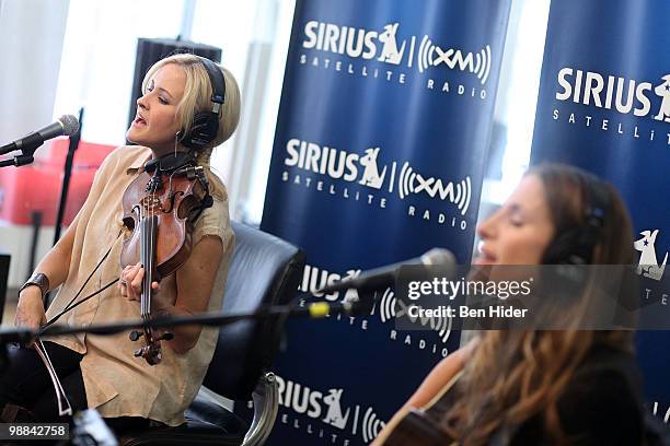 **Exclusive** Singers Martie Maguire and Emily Robison of "Court Yard Hounds" perform at SIRIUS XM Studio on May 4, 2010 in New York City.