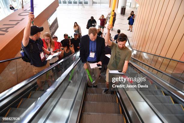 The Make Music Day Parade of Bell Ringers perform walking through the crowd of attendees during The Make Music Experience at Summer NAMM on June 30,...