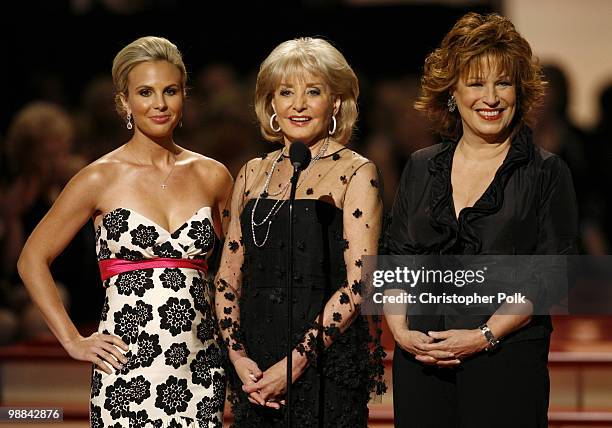 Elisabeth Hasselbeck, Barbara Walters and Joy Behar present Creative Arts Emmy Award winners