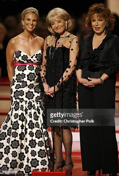 Elisabeth Hasselbeck, Barbara Walters and Joy Behar present Creative Arts Emmy Award winners