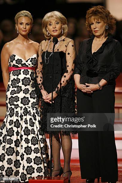 Elisabeth Hasselbeck, Barbara Walters and Joy Behar present Creative Arts Emmy Award winners