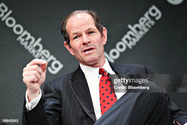 Eliot Spitzer, former governor of New York, speaks during the Bloomberg Markets Global Hedge Fund and Investor Summit in New York, U.S., on Tuesday,...