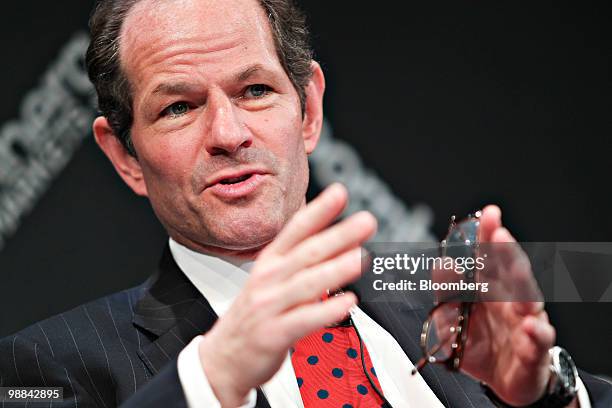 Eliot Spitzer, former governor of New York, speaks during the Bloomberg Markets Global Hedge Fund and Investor Summit in New York, U.S., on Tuesday,...