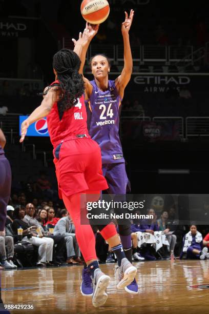 DeWanna Bonner of the Phoenix Mercury shoots the ball against the Washington Mystics on June 30, 2018 at the Verizon Center in Washington, DC. NOTE...