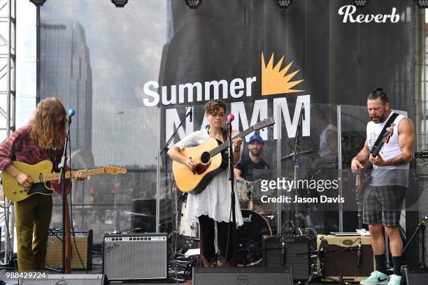 Lillie Mae performs on stage outside the Music City Center at the Reverb Stage on the Terrace during The Make Music Experience at Summer NAMM on June...