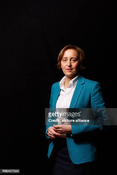 Beatrix von Storch, deputy chairwoman of the Alternative for Germany , stands in a mobile photo studio in the course of the AfD's party conference at...