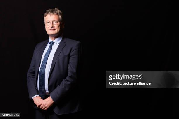 Joerg Meuthen, chairman of the Alternative for Germany , stands in a mobile photo studio in the course of the AfD's party conference at the HCC...