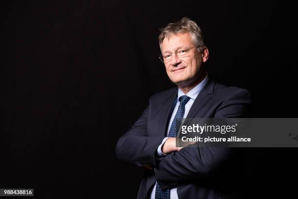 Joerg Meuthen, chairman of the Alternative for Germany , stands in a mobile photo studio in the course of the AfD's party conference at the HCC...