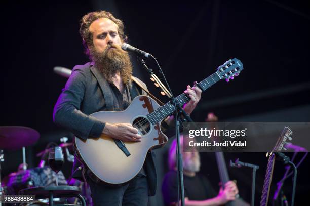 Sam Beam of Iron & Wine performs on stage during Vida Festival on June 30, 2018 in Vilanova i la Geltru, Spain.