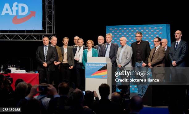 Members of the newly elected federal board of the far-right party Alternative for Germany , including Georg Pazderski , Alexander Gauland, Alice...