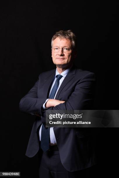 Joerg Meuthen, chairman of the Alternative for Germany , stands in a mobile photo studio in the course of the AfD's party conference at the HCC...