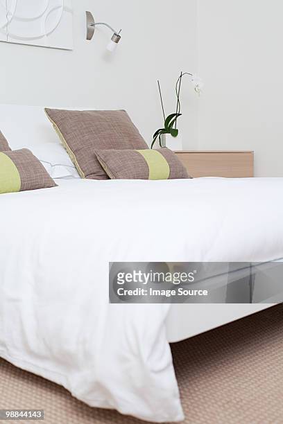 double bed in bedroom - orchid order stock pictures, royalty-free photos & images