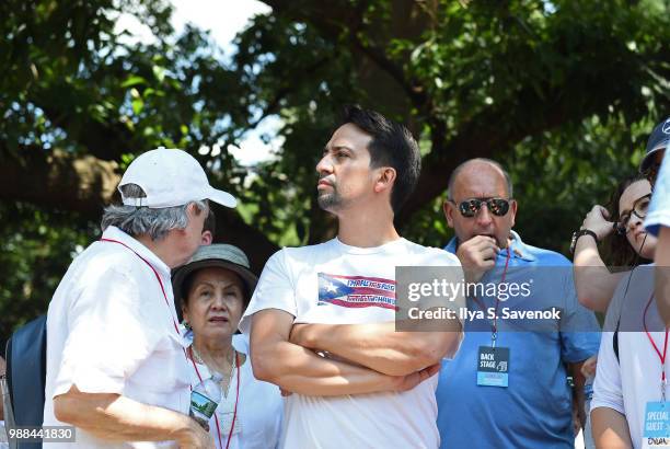 Lin-Manuel Miranda attends Families Belong Together Rally In Washington DC Sponsored By MoveOn, National Domestic Workers Alliance, And Hundreds Of...