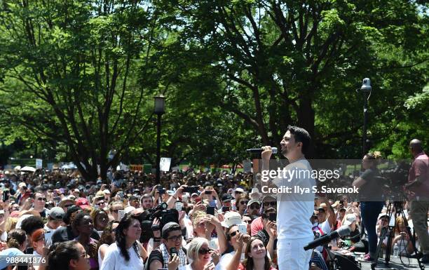 Lin-Manuel Miranda attends Families Belong Together Rally In Washington DC Sponsored By MoveOn, National Domestic Workers Alliance, And Hundreds Of...