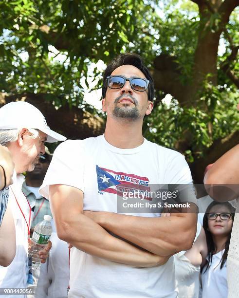 Lin-Manuel Miranda attends Families Belong Together Rally In Washington DC Sponsored By MoveOn, National Domestic Workers Alliance, And Hundreds Of...