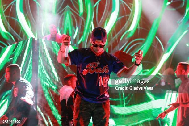 June 30: J Alvarez performs as part of the rehearsal of D' Party Concert at Coliseo Jose M. Agrelot on June 30, 2018 in San Juan, Puerto Rico.