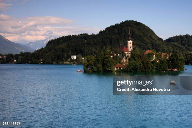 church on bled - novotna stock pictures, royalty-free photos & images