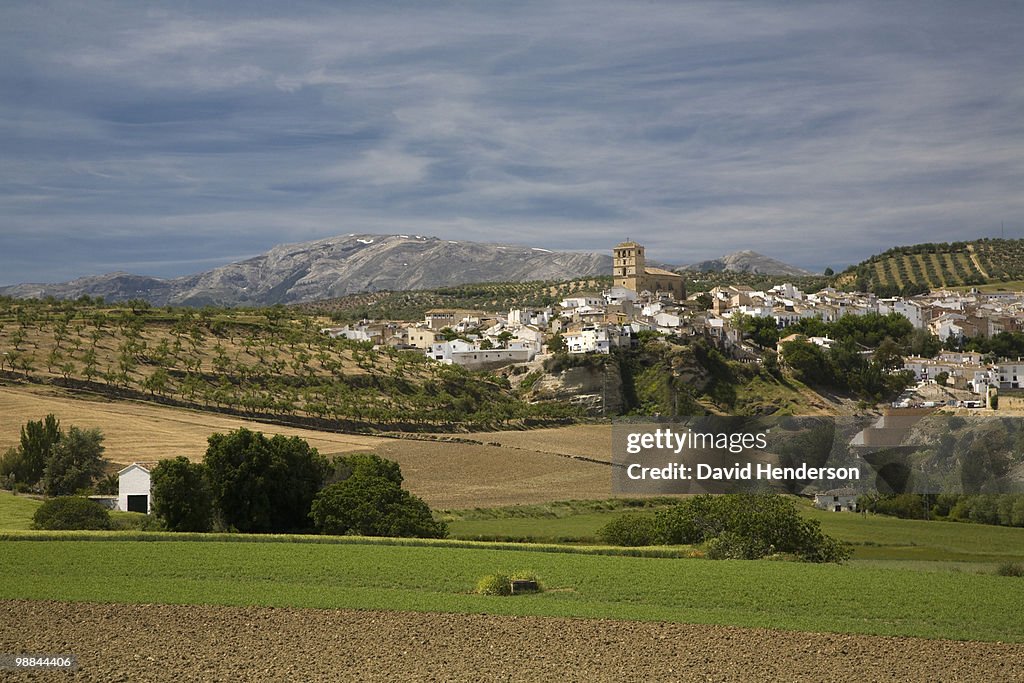 Valley and town, Alhama de Granada, Andalucia, Spain