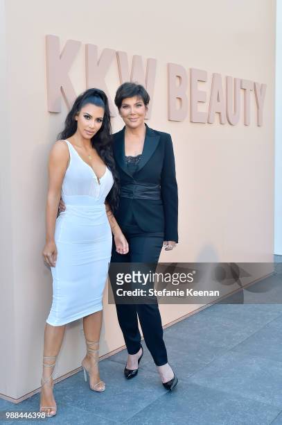 Kim Kardashian West and Kris Jenner attend KKW Beauty Fan Event at KKW Beauty on June 30, 2018 in Los Angeles, California.