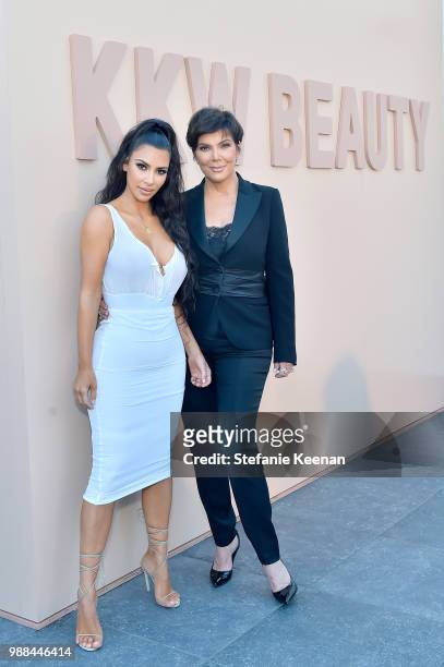 Kim Kardashian West and Kris Jenner attend KKW Beauty Fan Event at KKW Beauty on June 30, 2018 in Los Angeles, California.