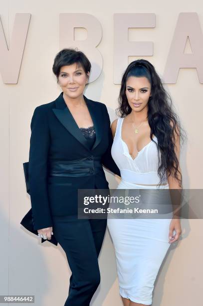 Kris Jenner and Kim Kardashian West attend KKW Beauty Fan Event at KKW Beauty on June 30, 2018 in Los Angeles, California.